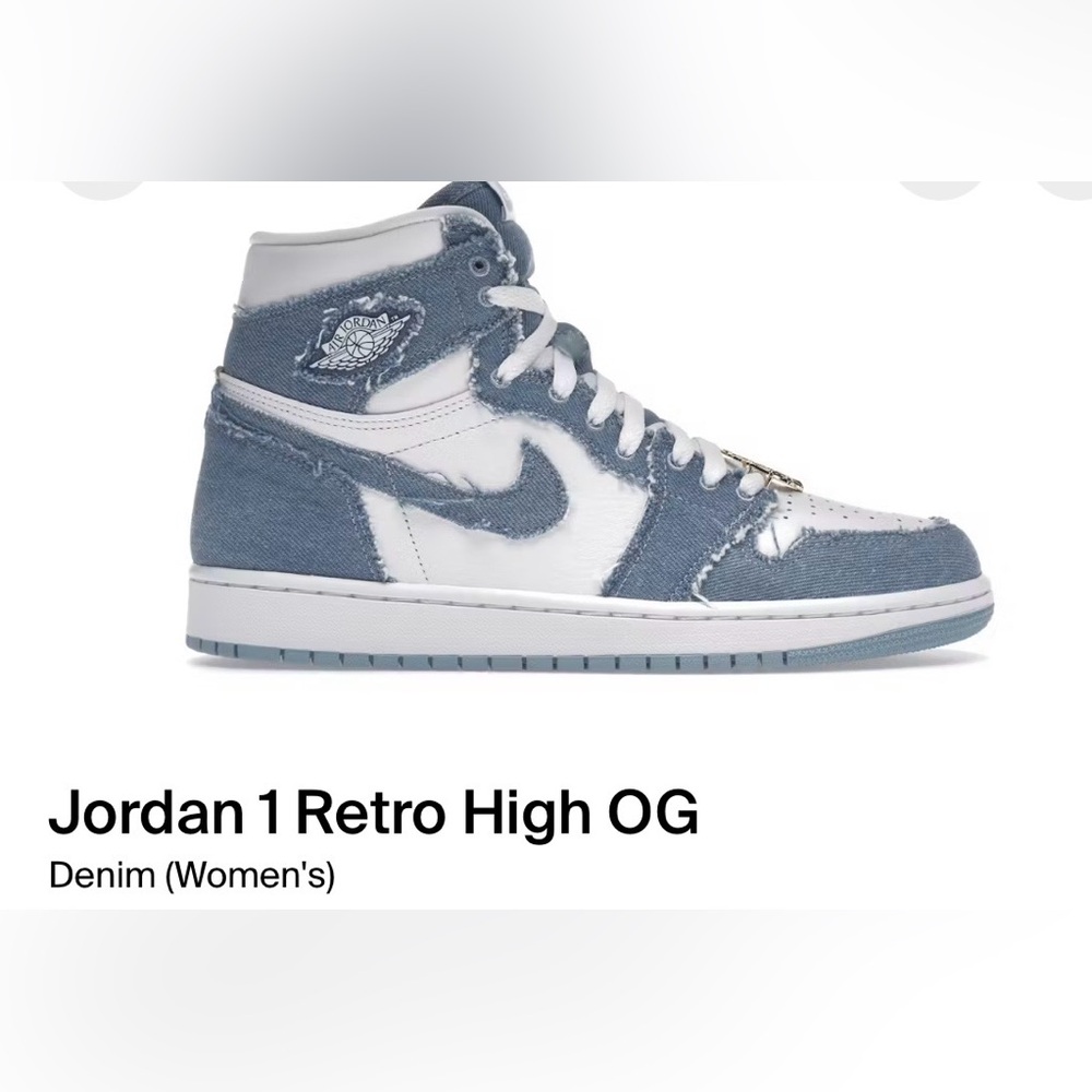 Jordan 1 Retro High OG Denim Blue and White Sneakers